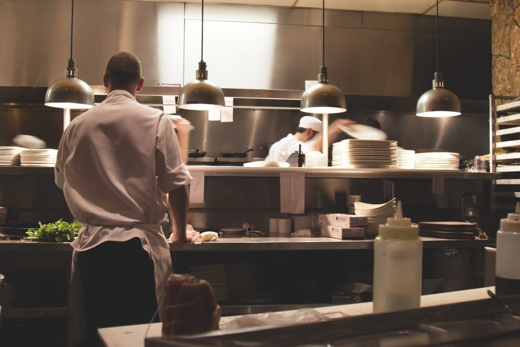 a chef in a restaurant kitchen