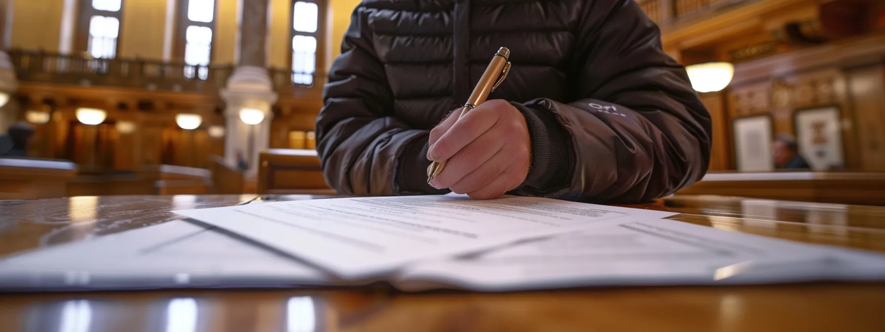 a person filing a petition to seal their criminal record in a courthouse.