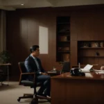 a concerned parent consults with a lawyer in a calm, private office setting.