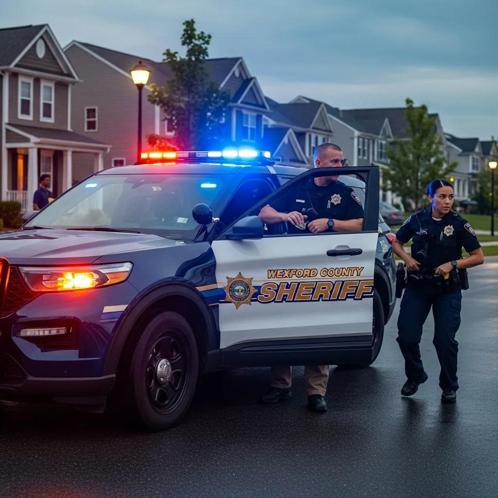 Wexford County Sheriff patrol car responding to an emergency, highlighting community safety efforts